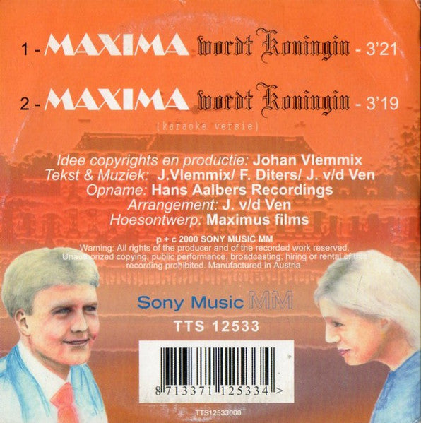 Johan Vlemmix : Maxima Wordt Koningin (CD, Single, Car)