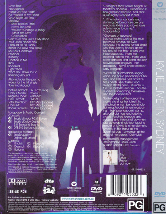 Kylie Minogue : Live In Sydney (DVD-V, PAL)