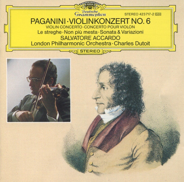 Niccolò Paganini - Salvatore Accardo, London Philharmonic Orchestra, Charles Dutoit : Violinkonzert No. 6 • Le streghe • Non più mesta • Sonata & Variazioni (CD)