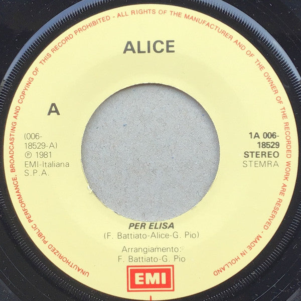Alice (4) : Per Elisa (7")