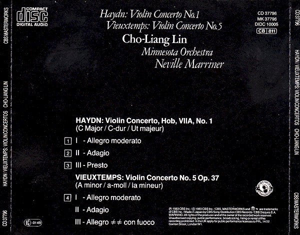 Joseph Haydn / Henri Vieuxtemps  -  Cho-Liang Lin • Minnesota Orchestra • Sir Neville Marriner : Haydn: Violin Concerto No. 1 / Vieuxtemps: Violin Concerto No. 5 (CD, Album)