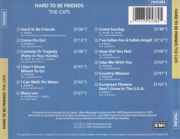 The Cats : Hard To Be Friends (CD, Album)