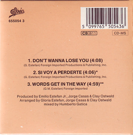 Gloria Estefan : Don't Wanna Lose You (CD, Mini, Maxi)
