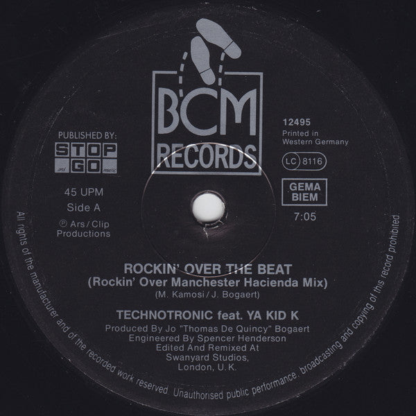 Technotronic Featuring Ya Kid K : Rockin' Over The Beat (12", Maxi)