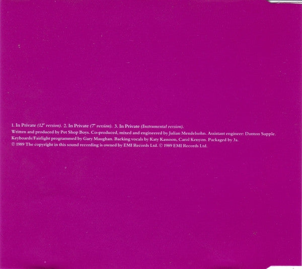 Dusty Springfield : In Private (CD, Single)