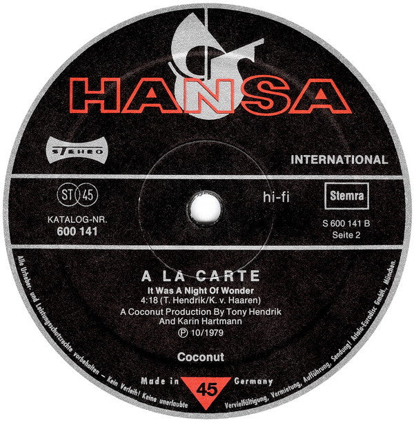 À La Carte : Doctor Doctor Help Me Please (Long Version) (12", Single)