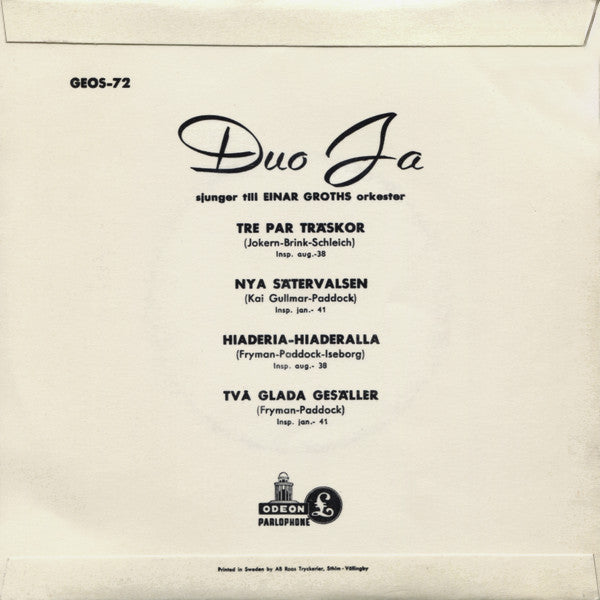 Duo Ja : Tre Par Träskor (7", EP)