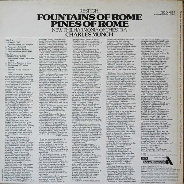 Ottorino Respighi / Charles Munch, New Philharmonia Orchestra : Fountains Of Rome / Pines Of Rome (LP, RE)