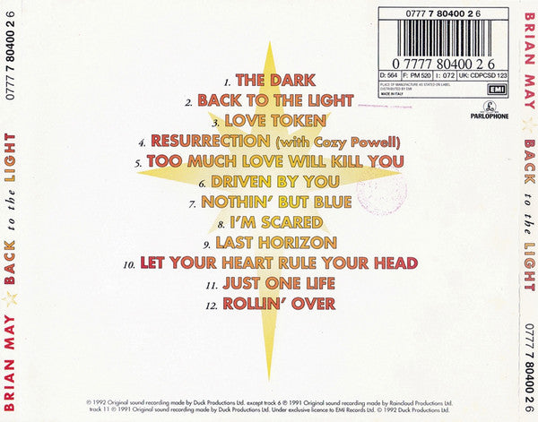 Brian May : Back To The Light (CD, Album)