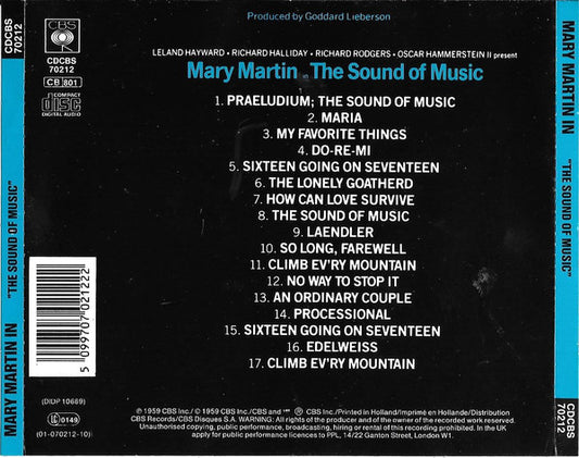 Mary Martin - Richard Rodgers - Oscar Hammerstein II : The Sound Of Music (Original Broadway Cast) (CD, Album, RE)