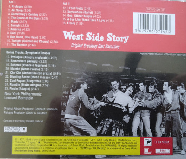 Leonard Bernstein, Stephen Sondheim : West Side Story (Original Broadway Cast Recording) (CD, RE, RM)