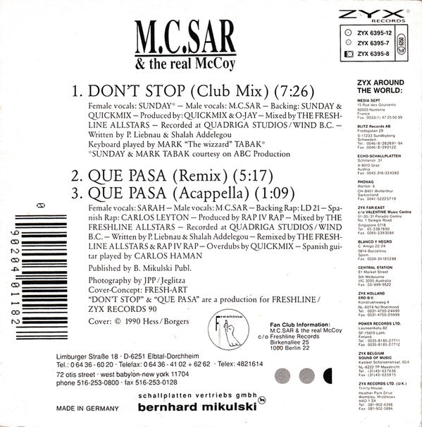 Real McCoy Feat. Sunday (2) : Don't Stop (CD, Single)