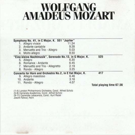 Wolfgang Amadeus Mozart : Eine Kleine Nachtmusik (CD, Comp)