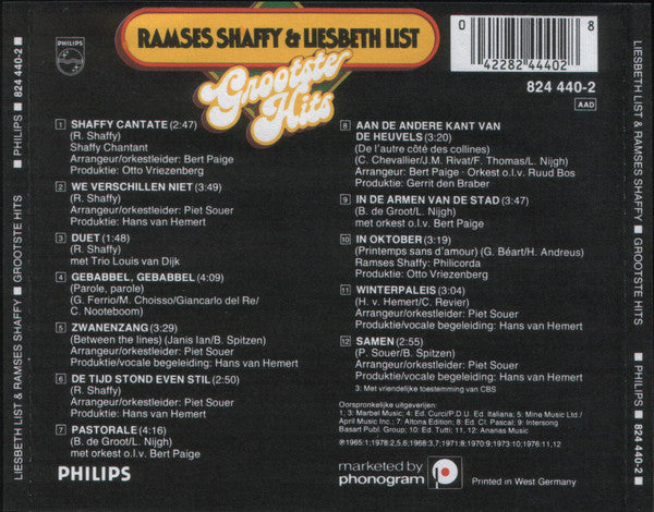 Ramses Shaffy & Liesbeth List : Grootste Hits (CD, Comp, RE)