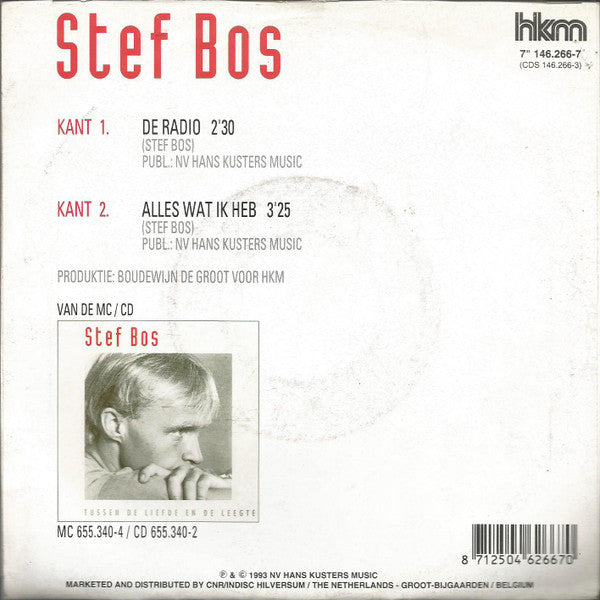 Stef Bos : De Radio (7", Single)