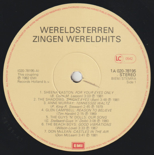Various : Wereldsterren Zingen Wereldhits (LP, Comp, Gat)