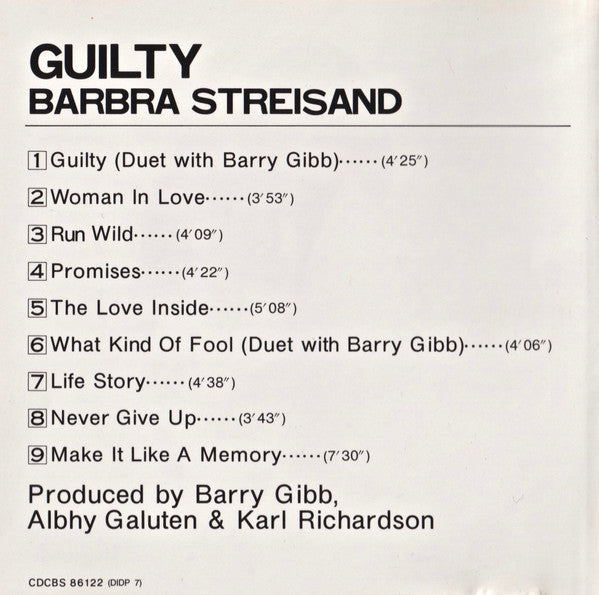 Barbra Streisand : Guilty (CD, Album)