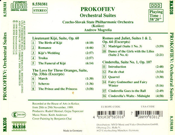 Sergei Prokofiev, Slovak State Philharmonic Orchestra, Košice, Andrew Mogrelia : Orchestral Suites (CD, Album)