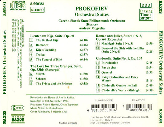 Sergei Prokofiev, Slovak State Philharmonic Orchestra, Košice, Andrew Mogrelia : Orchestral Suites (CD, Album)