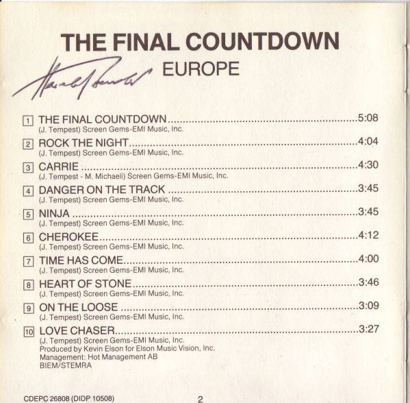 Europe (2) : The Final Countdown (CD, Album)