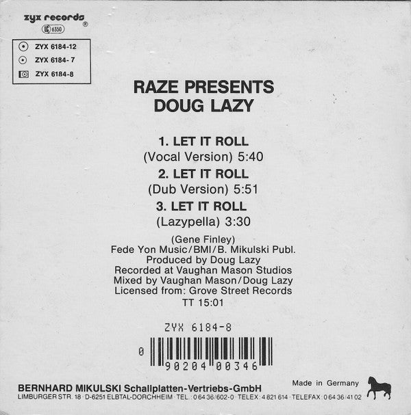 Raze Presents Doug Lazy : Let It Roll (CD, Maxi)