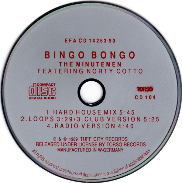 The Minutemen Featuring Norty Cotto : Bingo Bongo (CD, Maxi)