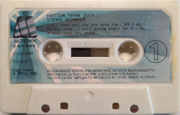 Stevie Wonder : Hotter Than July (Cass, Album, RE)