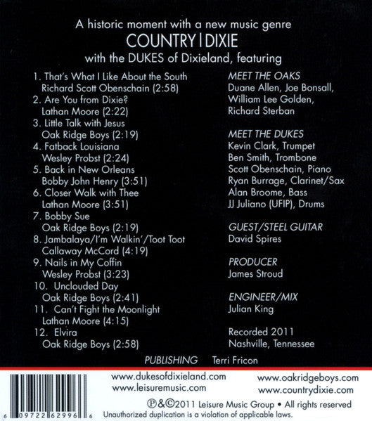Dukes Of Dixieland, The Oak Ridge Boys : When Country Meets Dixie (CD, Album)