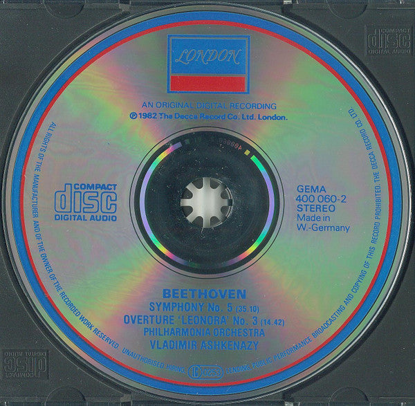 Ludwig van Beethoven, Philharmonia Orchestra, Vladimir Ashkenazy : Symphony No. 5 / "Leonore" No. 3 (CD, Album)