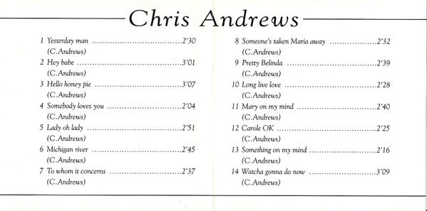 Chris Andrews (3) : His Greatest Hits (CD, Comp)