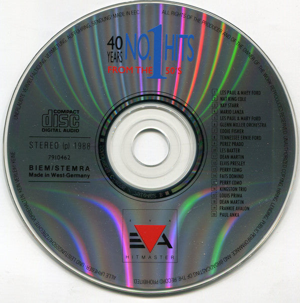 Various : 40 Years No. 1 Hits From The 50's (CD, Comp)