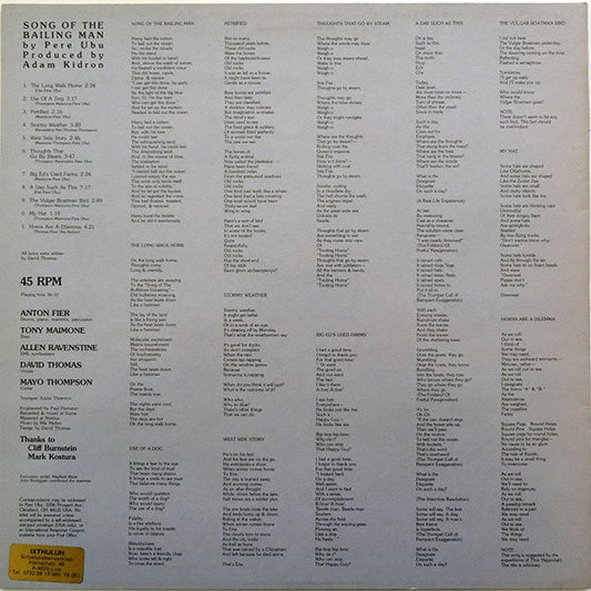 Pere Ubu : Song Of The Bailing Man (LP, Album)