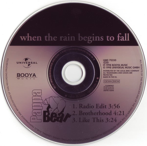 Pappa Bear Feat. Jan van der Toorn : When The Rain Begins To Fall (CD, Single)