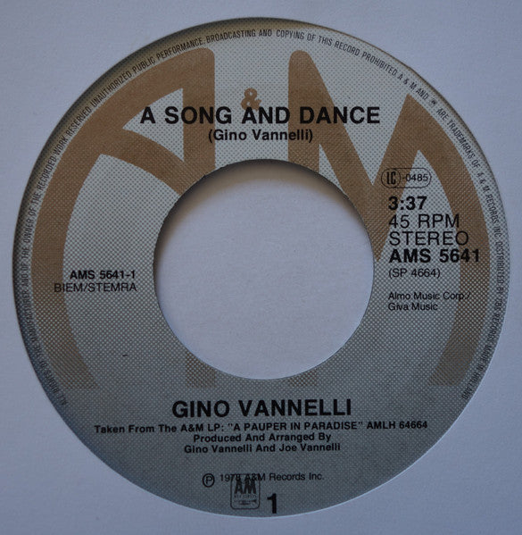 Gino Vannelli : A Song And Dance (7", Single)