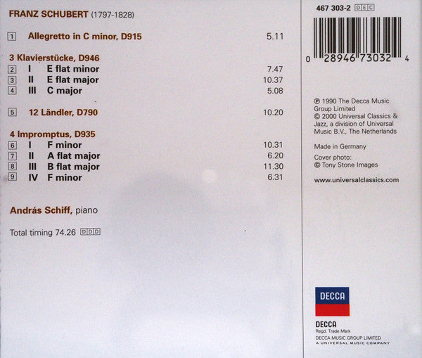 Franz Schubert, András Schiff : The Impromptus, D935 (CD, Album, RE)