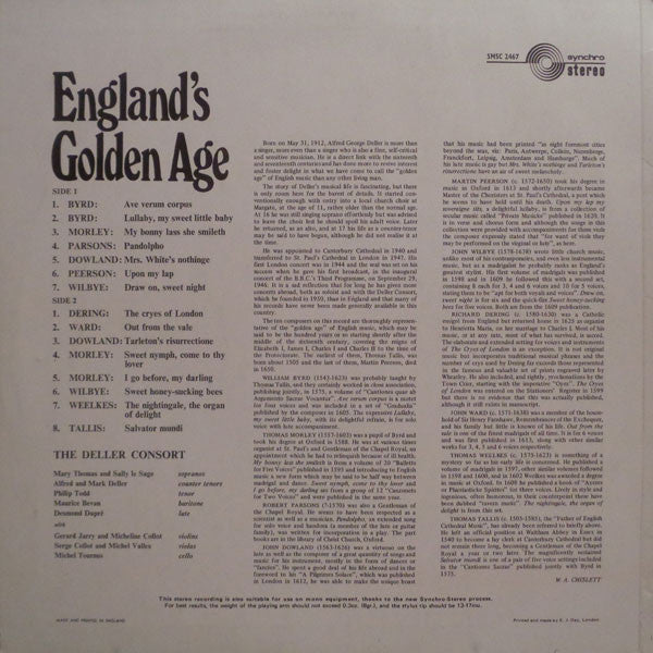 Deller Consort : England's Golden Age (LP)