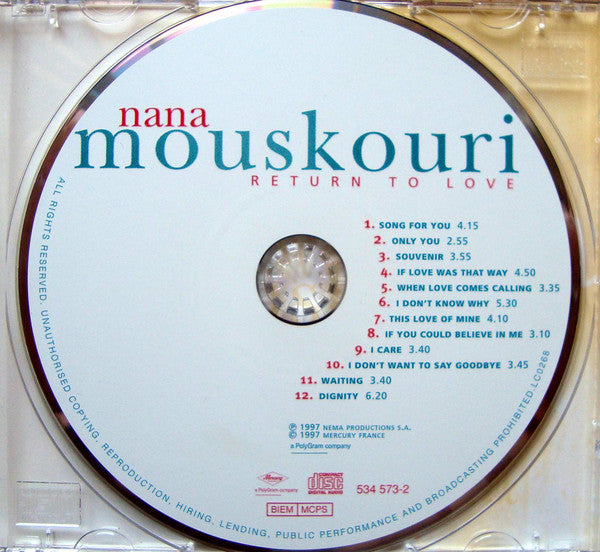 Nana Mouskouri : Return To Love (CD, Album, whi)