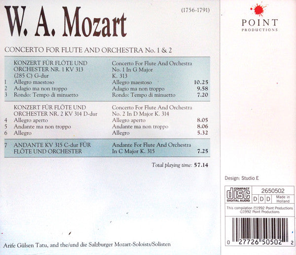 Arife Gülsen Tatu And Salzburg Mozart Soloists : Mozart: Concerto For Flute And Orchestra No. 1 & 2 (CD, Album, Comp)