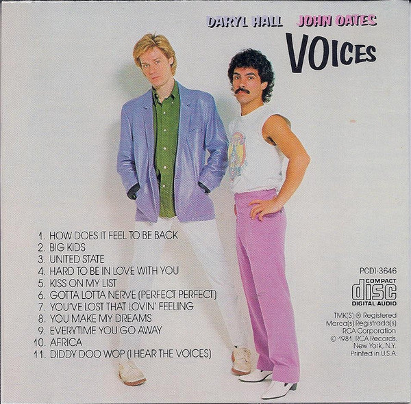 Daryl Hall & John Oates : Voices (CD, Album, RE)