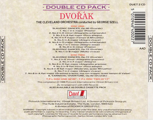 Antonín Dvořák, The Cleveland Orchestra, George Szell : Slavonic Dances, Op. 46 & Op. 72 / 'Carnival' Overture, Op. 92 (2xCD, Album, Comp)