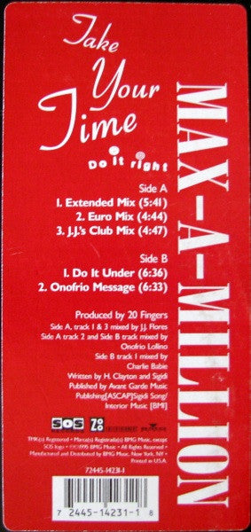 Max-A-Million : Take Your Time (Do It Right) (12")
