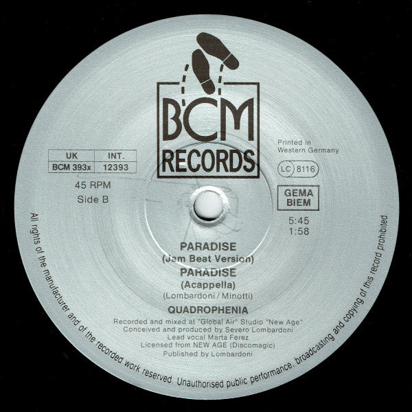 Quadrophenia : Paradise (12", Maxi)