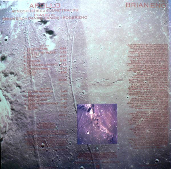 Brian Eno With Daniel Lanois & Roger Eno : Apollo - Atmospheres & Soundtracks (LP, Album)