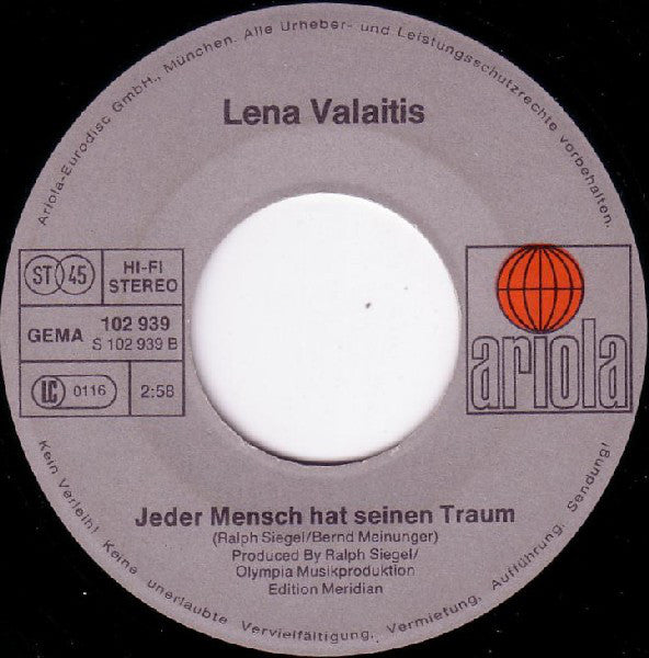 Lena Valaitis : Johnny Blue (7", Single)