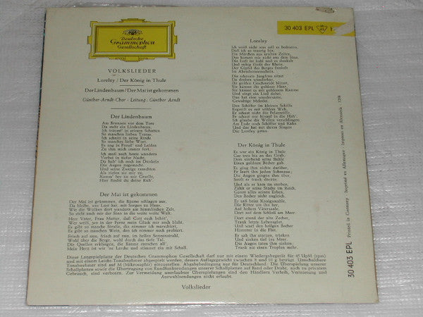 Günther Arndt With The Der Günther-Arndt-Chor : Volkslieder (7", EP)