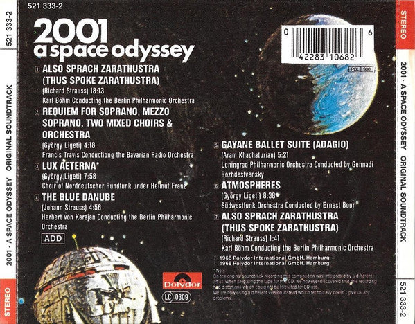 Various : 2001: A Space Odyssey - Original Soundtrack (CD, Album, RE)