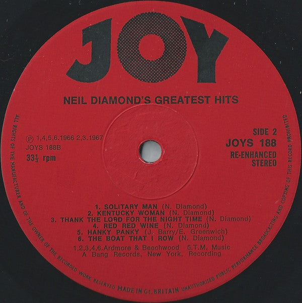 Neil Diamond : Neil Diamond's Greatest Hits (LP, Comp, RE, RM, Red)