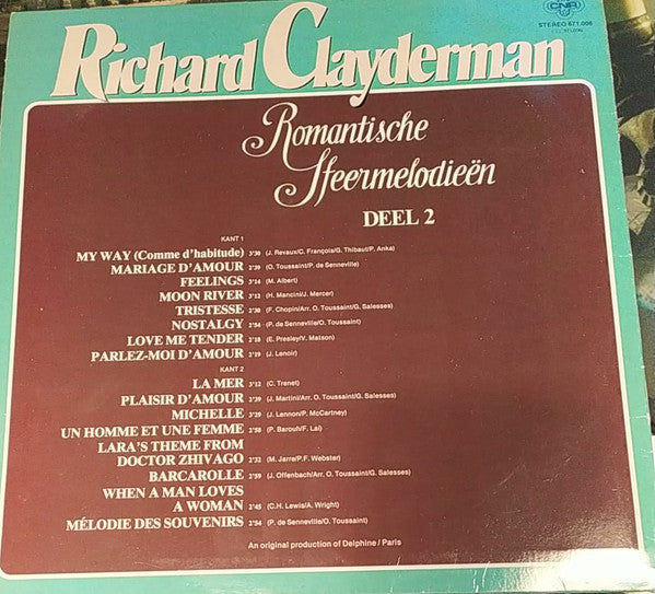 Richard Clayderman : Romantische Sfeermelodieën Deel 2 (CD, Comp, RE)