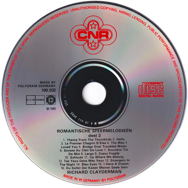 Richard Clayderman : Romantische Sfeermelodieën Deel 3 (CD, Comp)