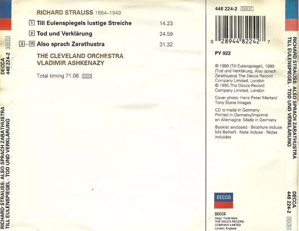 Richard Strauss : Also Sprach Zarathustra - Till Eulenspiegel - Tod Und Verklärung (CD, RE)